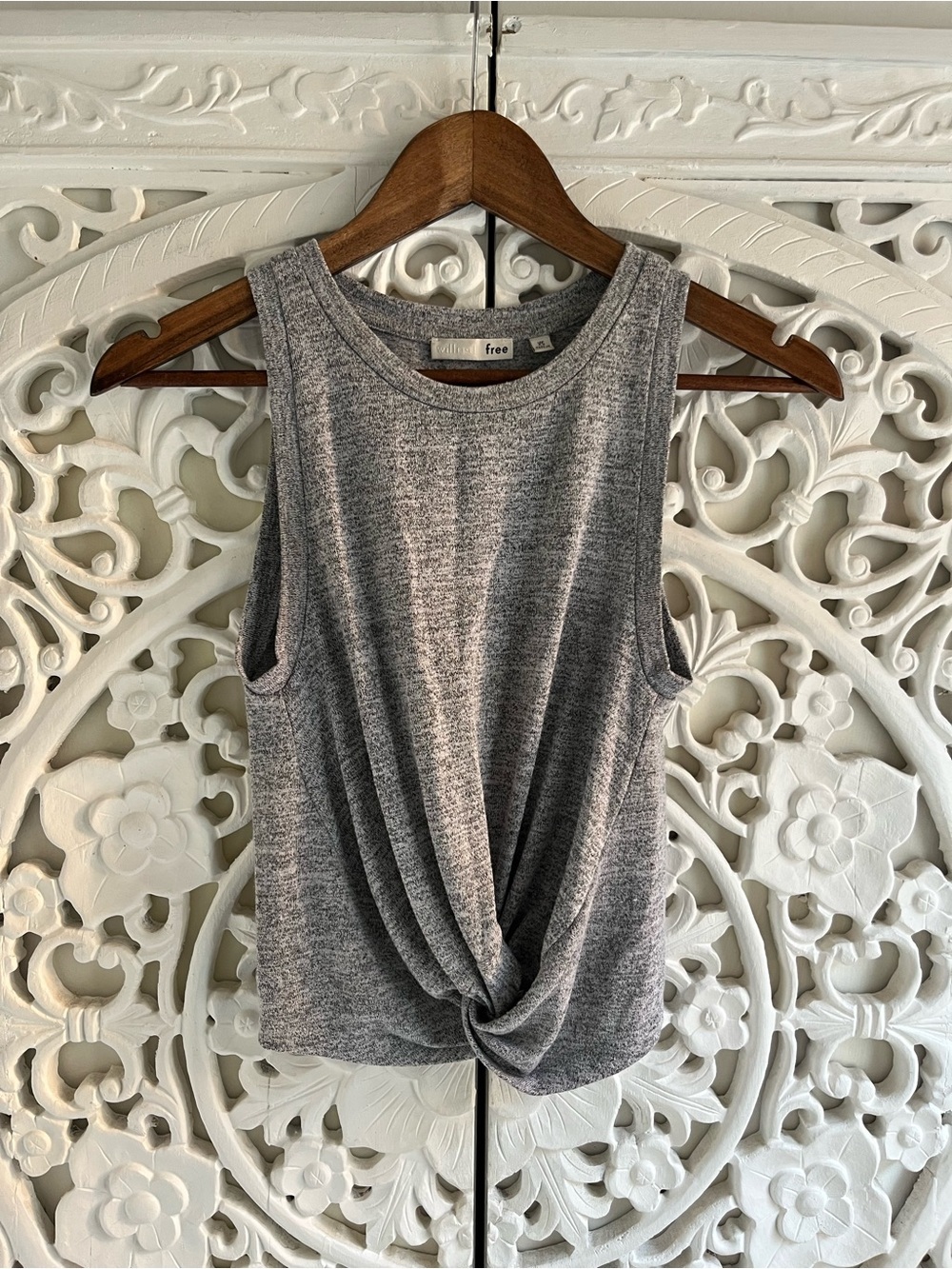 Wilfred Free Twist Front Tank Top Gray Marled Sleeveless XS Aritzia